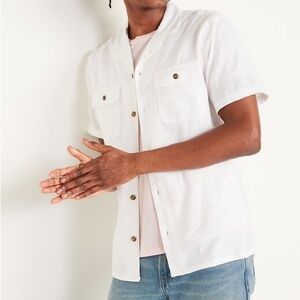 Old Navy Relaxed-Fit Linen-Blend Short-Sleeve Camp Shirt for Men Size XXL